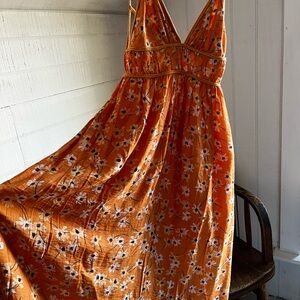 Emory Park Vibrant Orange Floral Maxi Dress